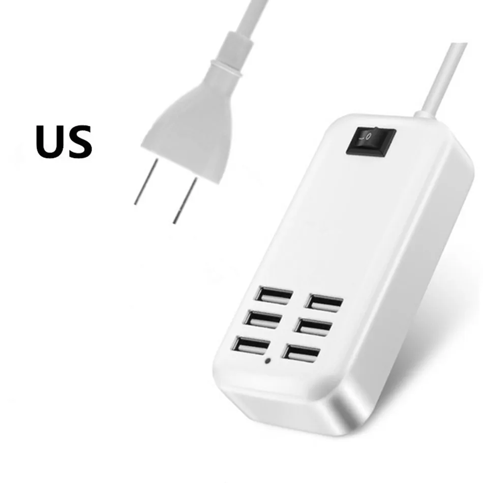 US Faichoy, 6 портов, зарядное устройство USB для телефона, для iPhone, iPad, samsung, несколько настенных зарядных устройств, 5 В/3 А, адаптер EU/US, универсальный для мобильного телефона - Тип штекера: US