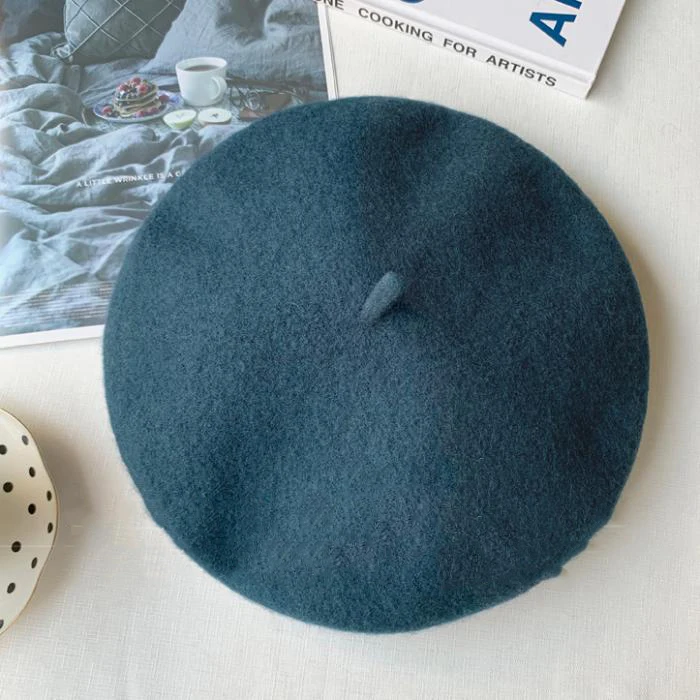 Luna&Dolphin Women 90%Wool Mushroom Rimi Blue Berets Autumn Winter Deep Eaves Knitting Artist Cap Painter Beanie Hat Sweet Color Luna&Dolphin Women 90%Wool Mushroom Rimi Blue Berets Autumn Winter Deep Eaves Knitting Artist Cap Painter Beanie Hat Sweet Color