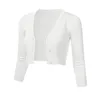 3/4 Sleeve Cropped Short Cardigans Sweater Women Solid Casual Button Down Long Sleeve Coat Autumn Knit Tops Pull Femme #Z 3