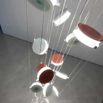 

LED chandelier living room villa duplex spiral staircase chandelier Nordic lighting club decoration long chandelier