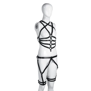

Newest Gothic Women Sexy Elasticity Harness Heart Leg Chain Garter Belts Cosplay Spike High Quality Elastic Thigh Garter