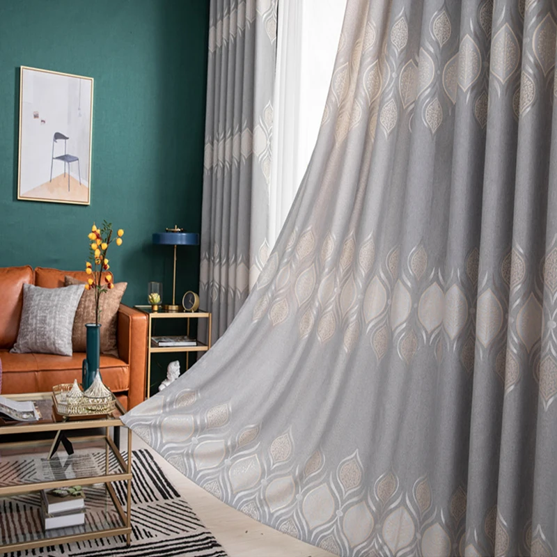 FISH TOWN European Damask Curtains For Living Room Luxury Jacquard Blind Drapes Curtain For Bedroom 70% Shading  Custom Made 5