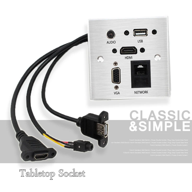 Tomada de Áudio Mesa Hdmi Usb Rede Caixa de Saída de Informações Vga Tomada de Desktop Multifuncional - Image 6