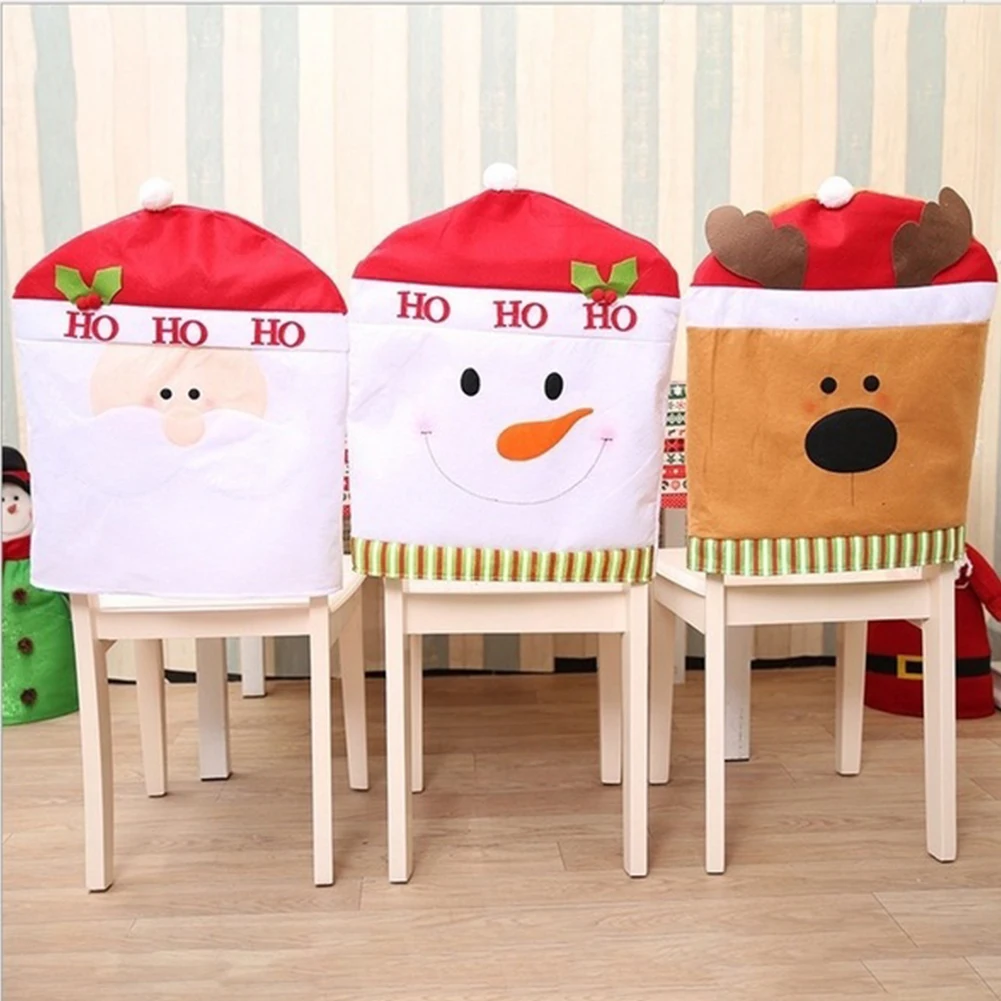 

Christmas Decorations Santa Snowman Elk Chair Cover New Year Decorating Gift