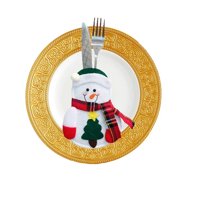 Рождественские украшения для дома Рождественский Санта Снеговик Олень шляпа олень Новогодняя карманная вилка, нож, столовые приборы держатель настольный декор, Q