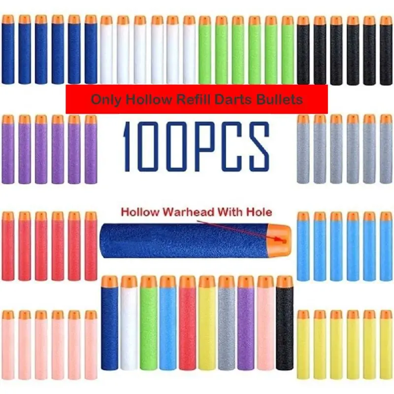 100pcs Hollow Head Набор игрушек для Nerf, Детский жилет-держатель для игр на открытом воздухе, набор мягких полых пуль для игрушек Nert, аксессуары - Цвет: 100pcs Hollow Head