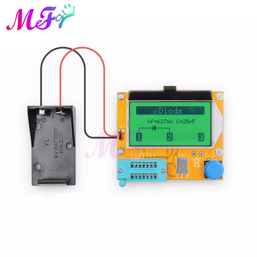 

LCR-T4 Mega328 Digital Transistor Tester Diode Triode Capacitance LCR T4 Meter 12864 9V LCD Screen For MOSFET/JFET/PNP/NPN
