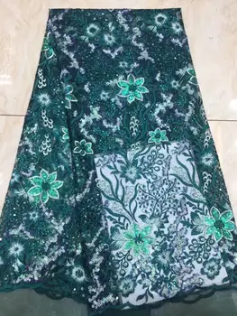 

Hot sale Nigerian Lace Fabrics green Sequins lace fabric for haute couture dress FFD103