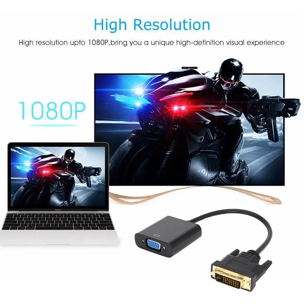 1080P Dvi-D 24+ 1 Pin папа к Vga 15Pin женский активный кабель адаптер конвертер Dvi к Vga Hd дисплей видео адаптер кабель