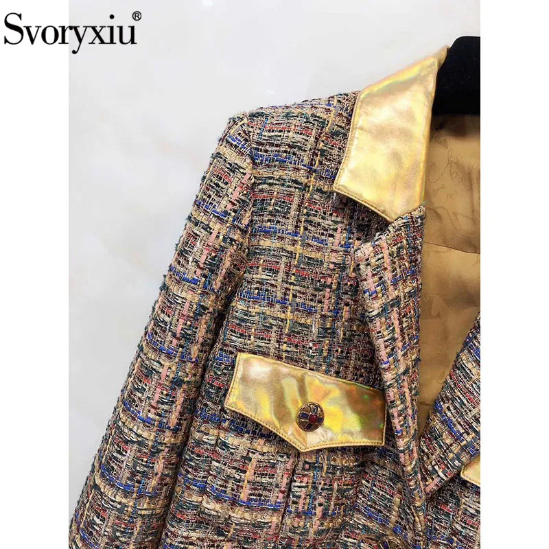 Svoryxiu дизайнерские высококачественные пользовательские осенние зимние блейзеры пальто женские твидовые плетеные шелковые куртки с подкладкой верхняя одежда