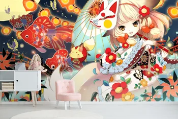 

[Self-Adhesive] 3D Fox Mask Girl 199203 Japan Anime Wall Paper mural Wall Print Decal Wall Murals