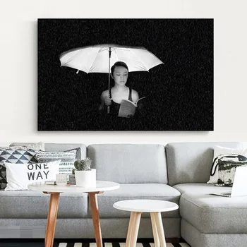Online Frau Hält Ein Regenschirm Graustufen-display Foto Wand Kunst Malerei Leinwand Malerei Wand Bilder Für Wohnzimmer Cuadros Decor Salon