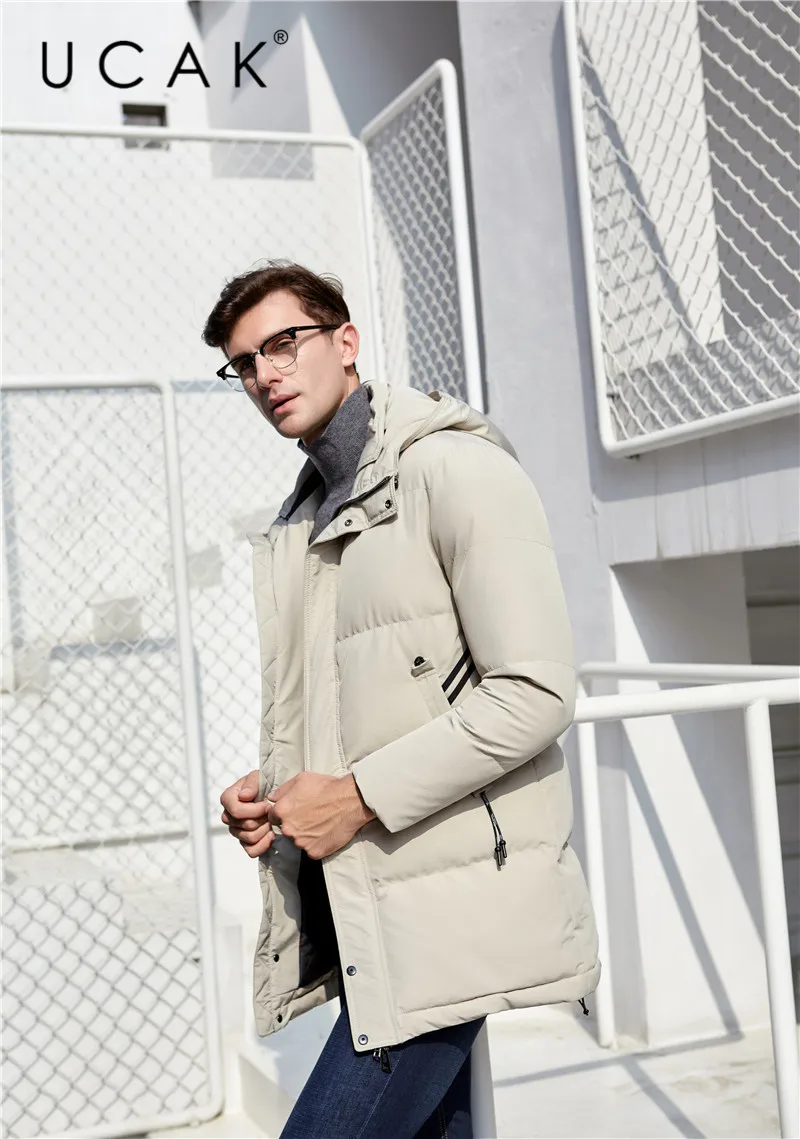 UCAK Brand Winter Jackets Men's Long Hooded Casual Polyester Streetwear Outwear Thick Warm New Fashion Clothing Men U8021