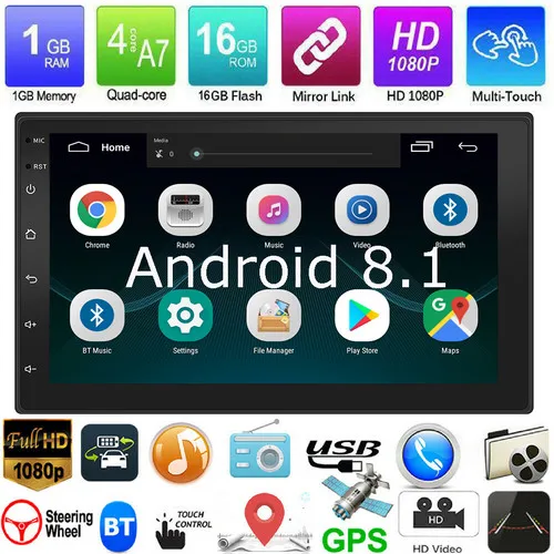 Автомобильный стерео MP5 плеер fm-радио gps навигация Android 8,1 WiFi 7 сенсорный экран