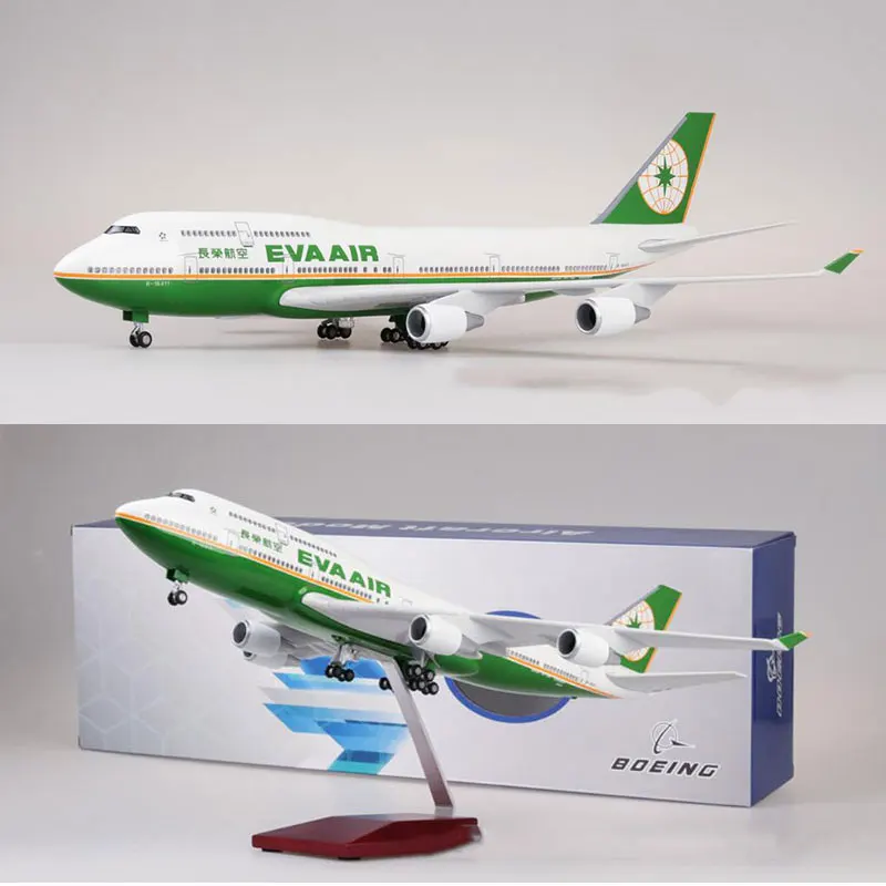 Novel 1/150 масштаб 47 см самолет Boeing B747 самолет тайваньский EVA авиакомпания Модель W светильник и колесо литой пластмассовый полимерный самолет