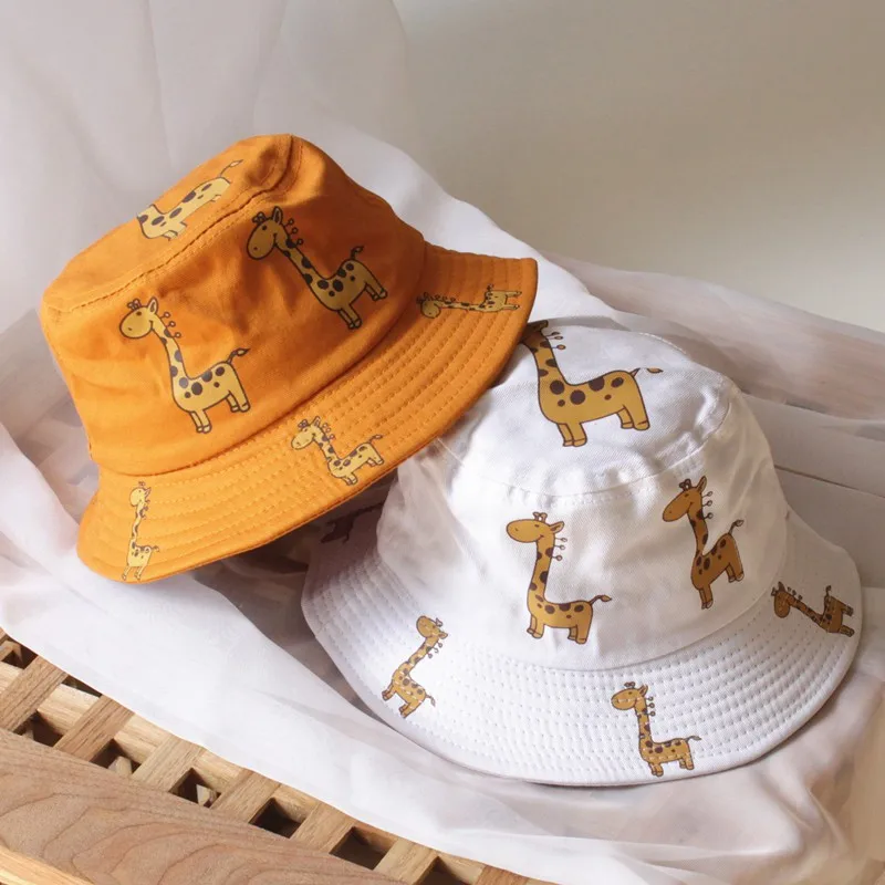 Spring Baby Hat Cartoon Boys Girls Cap Toddler Cartoon Animal Print Bucket Hats Caps Reversible Sun Headwear