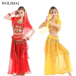 Belly Dance Costumes for Kids Girls Children Belly Dance Skirt Bollywood Dancing Dress Performance Competition Indian Cloth Set