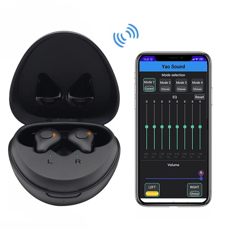 Слуховой аппарат с Bluetooth перезаряжаемый 120 дБ цифровой 16 каналов приложение