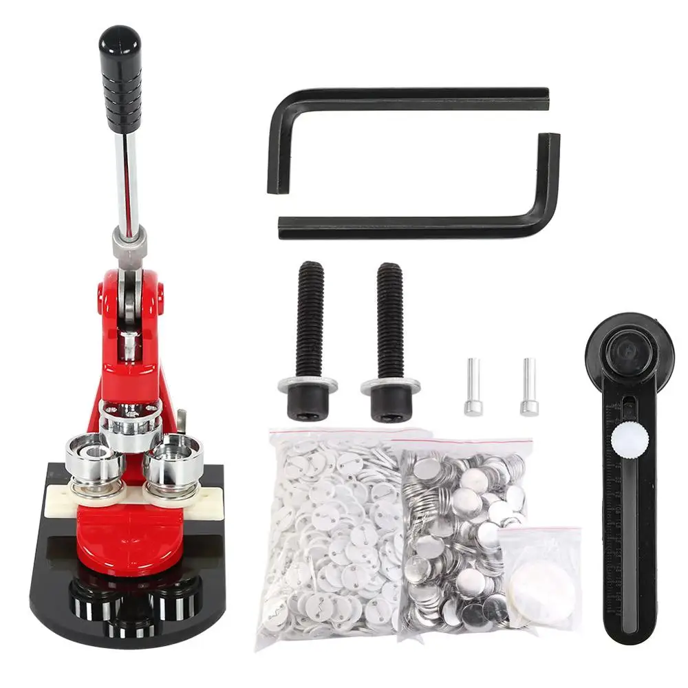 Máquina para hacer insignias, 25mm, 32mm, 58mm, botón de prensado, cortador de 1000 botones circulares, oferta de máquina de insignia, Kits de fabricación de botones