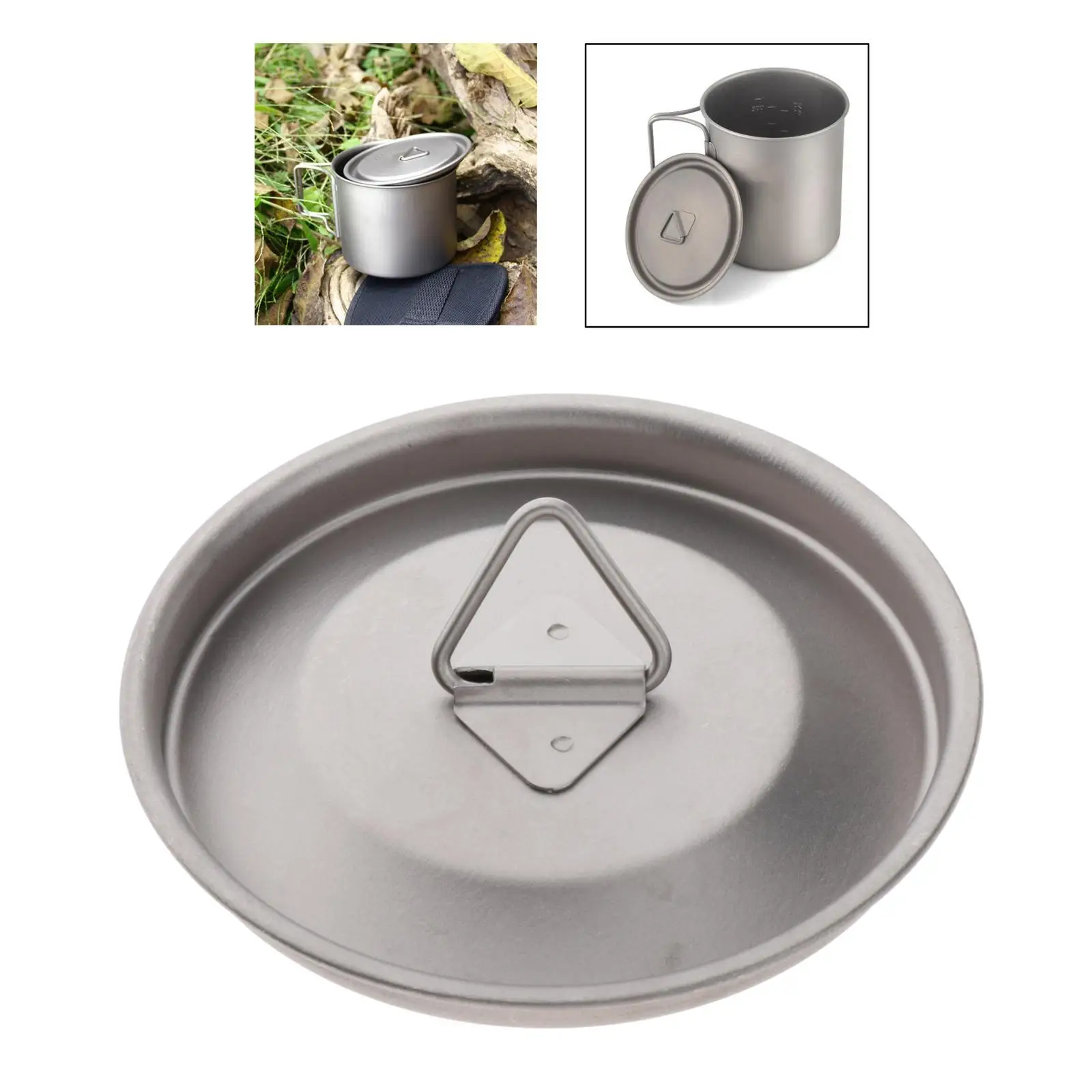 Portable Titanium Alloy Mug Lid Leakproof Water Cup Cover with Handle 85mm, for Outdoor Camping Hiking Fishing 3