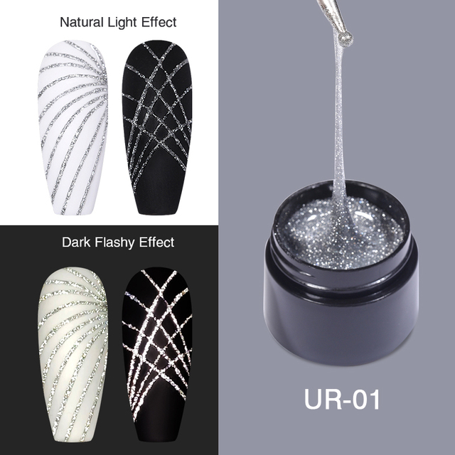 SUGAR 7ml Reflective Glitter  Nail Art Sparkling Effect Gold Silver Wire Line Drawing Painting Gel Polish