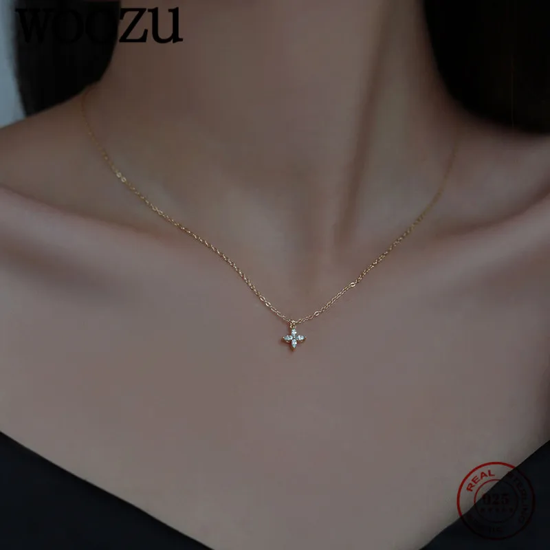 [WOOALONG]★24SS★韓国人気★Mellow necklace Silver Necklace Clover Gold Plated 925 | Woozu Exquisite