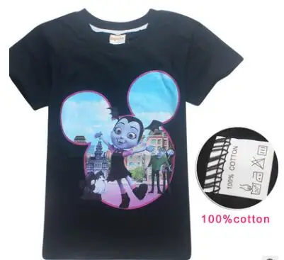 Летняя хлопковая Футболка для детей на день рождения Детские футболки с принтом «Vampirina» Детская футболка «Vampirin» футболка с круглым вырезом для мальчиков и девочек