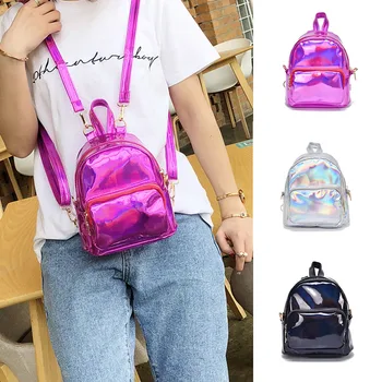 

2020 Silver Pink Fashion Laser Backpack Women Girls Bag Holographic Small Size Backpacks for Teenage Girls Mochila Feminina