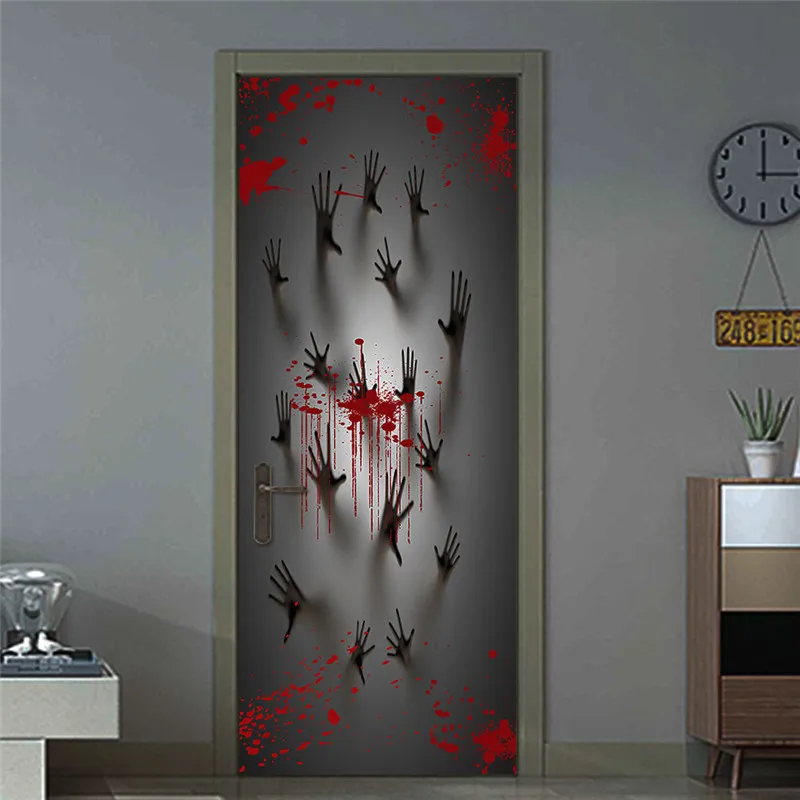 

3D Door Sticker DIY Self Adhesive Waterproof Wallpaper Halloween Decorations Mural Decal Poster for Doors Living Room Home Decor