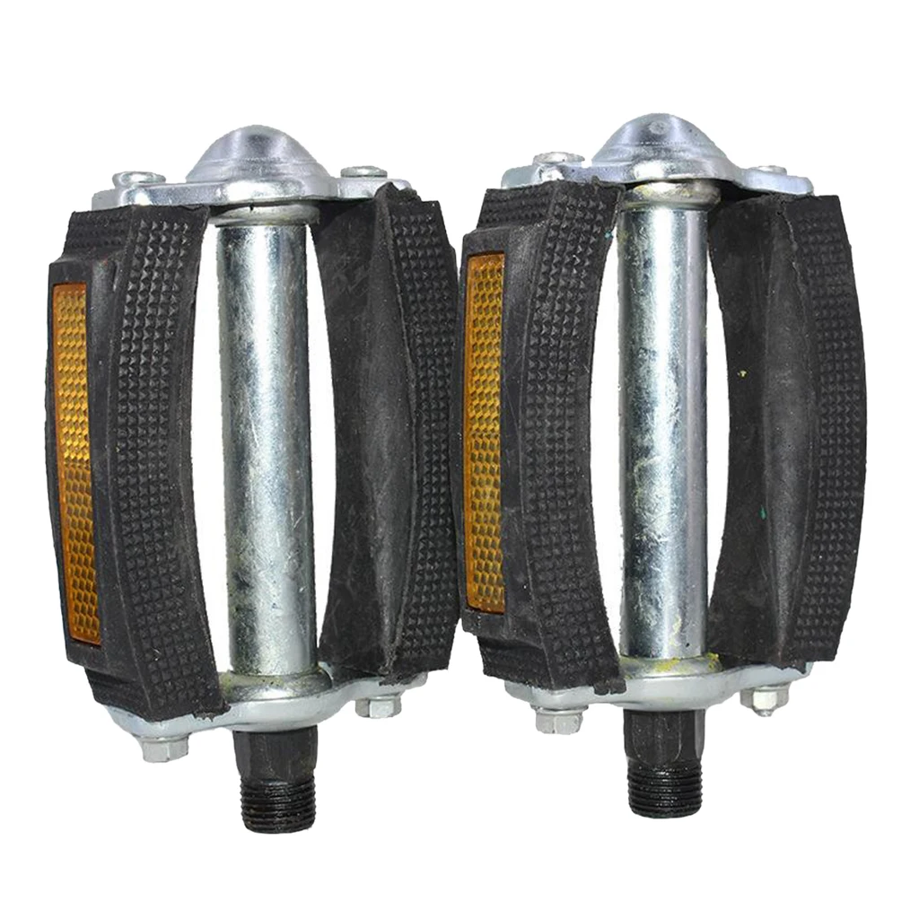 Vintage Cruiser Bike Block Pedals 9/16' Ball Bering Flat Pedal Replacement Black for 26''/28'' Vintage Retro Bikes