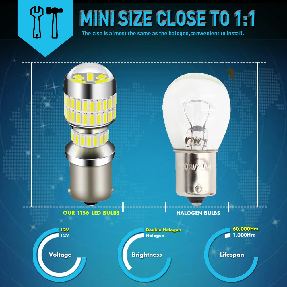 2x1156 BA15S P21W R5W T20 Led W21/8 Вт 7443 7440 обратный Singal светильник 3156 3157 автомобильные