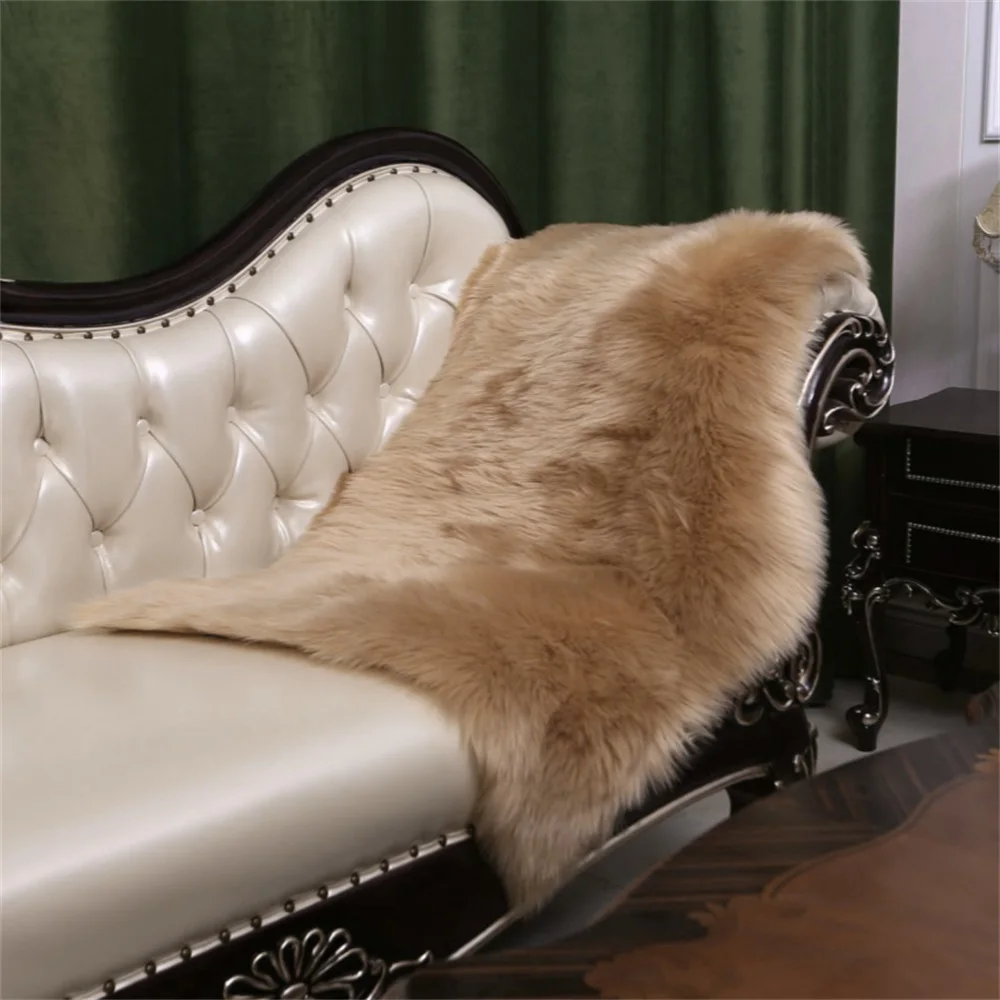 1pc Soft Imitation Wool Sofa Cushion Rug Non-Slip Whole Sheepskin Bay Window Living Room Bedroom Blanket Carpet Cushion M/L