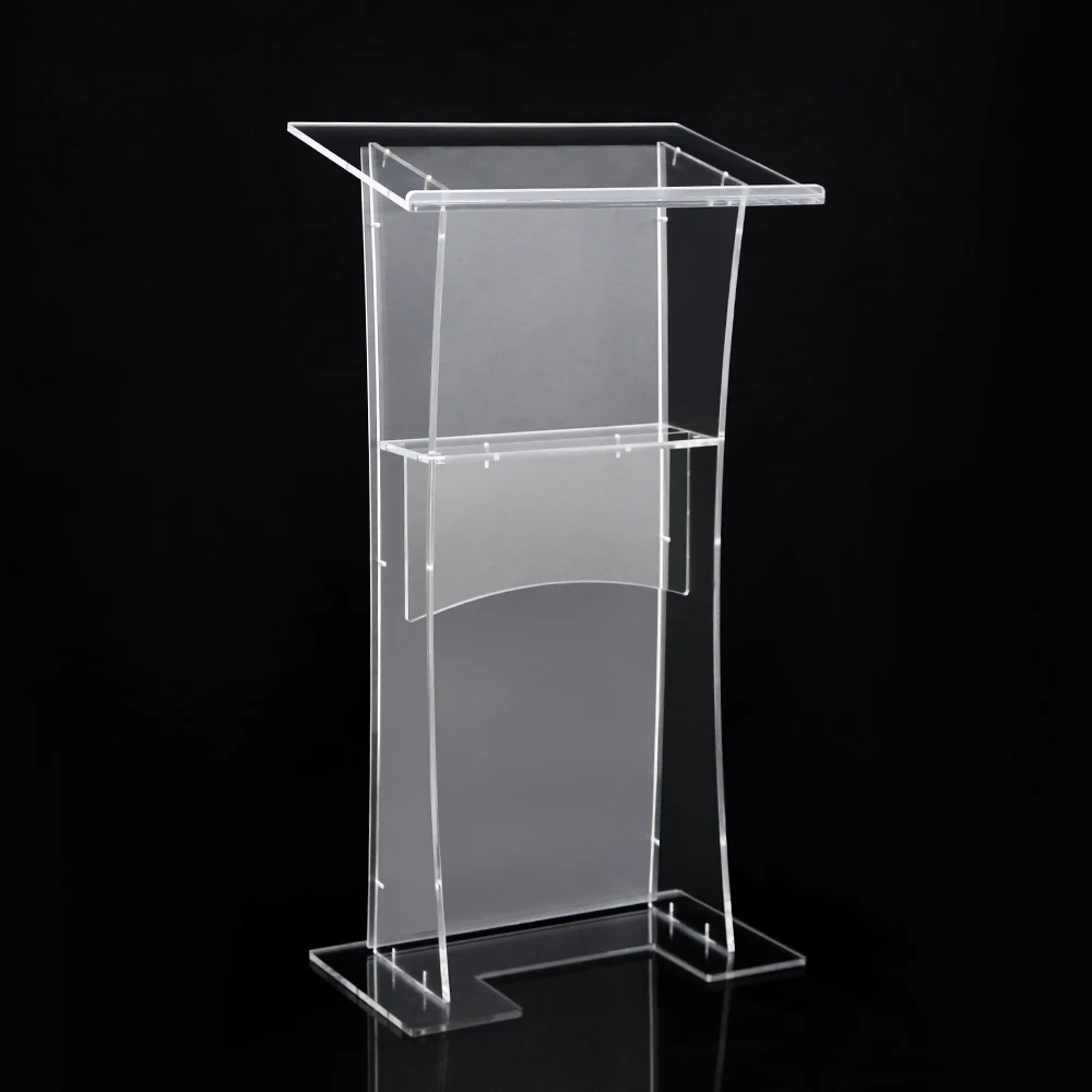 Acrylic Lectern Pulpits Podium Modern Smart Plexiglass Pulpit School Church Podium Speaker's Stands with Shelf