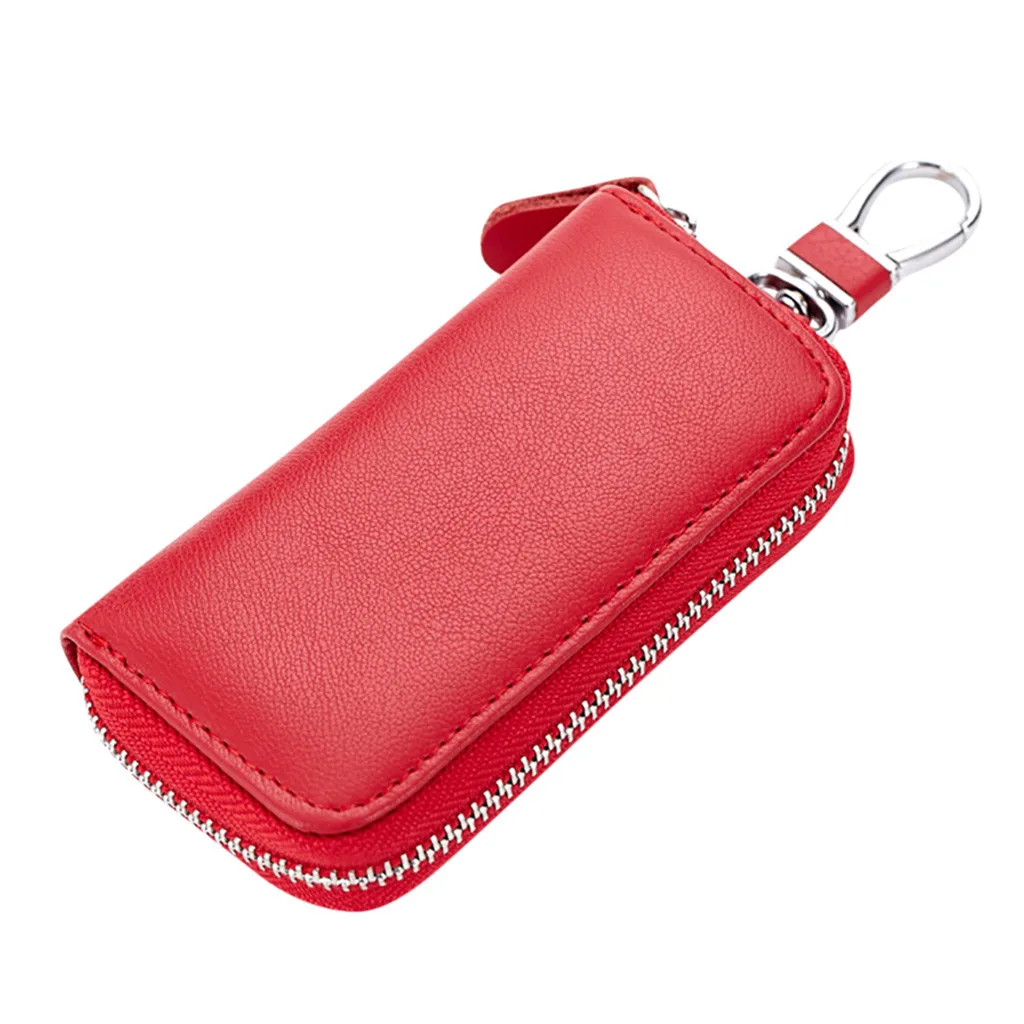 New Arrival Men Genuine PU Bag Coin Purse Double Zipper Key Wallets Fashion Women Housekeeper Card Key Holders#T1