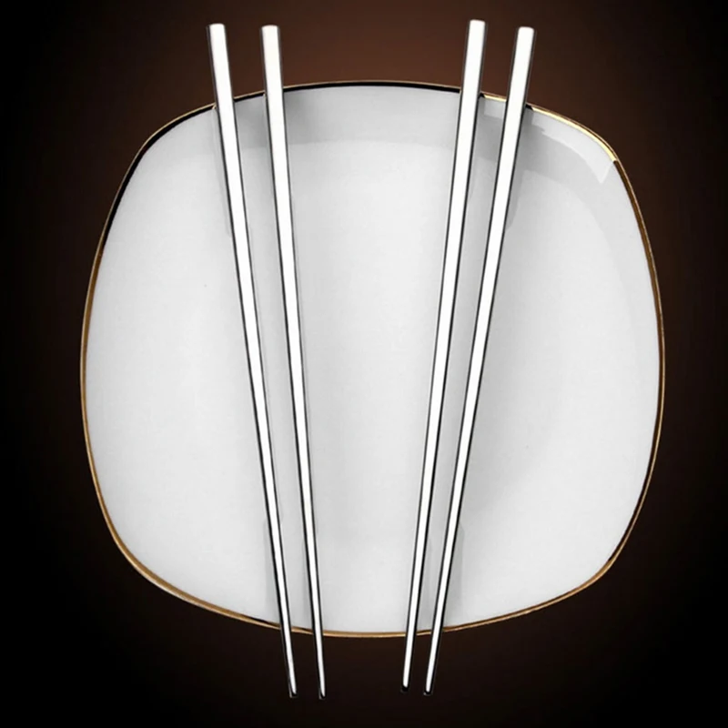 

5 Pairs Chopsticks Metal Chopsticks Stainless Steel Durable Square Durable Chopsticks for Kitchen Dining Room Chop Sticks