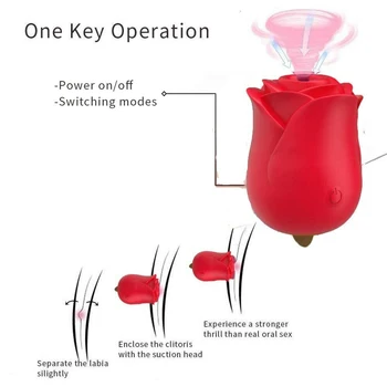 Rechargeable Silicone Rose Clitoral Suction Vibrator sex toys for woman Sucking Pump Women Sucker tongue Lick Clit Stimulator 6