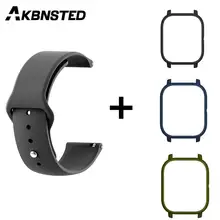 AKBNSTED 2 в 1 быстросъемный мягкий силиконовый ремешок для часов+ PC материал чехол для часов для Xiaomi Huami Amazfit GTS Smart Watch