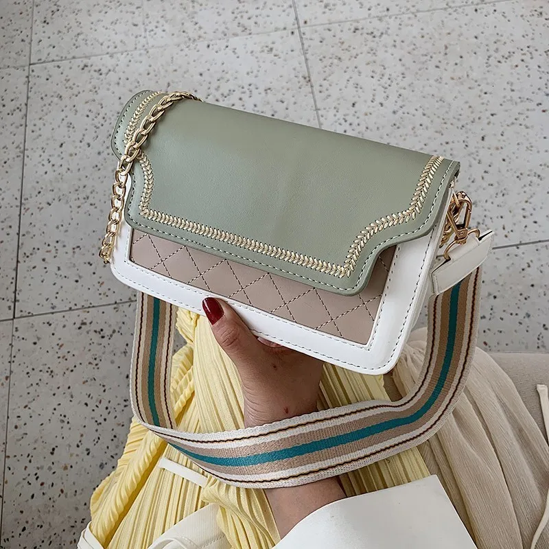 

Contrast Color Small Flap Bags For Women 2019 New PU Leather Designer Handbag Travel Simple Female Shoulder Messenger Bags