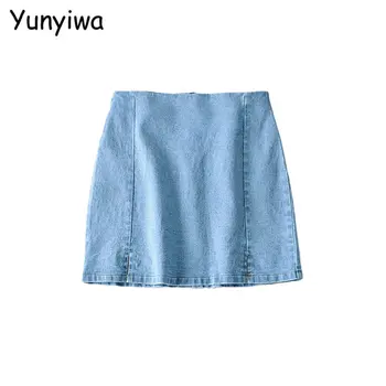 

women denim mini skirts faldas mujer strethy zipper summer female summer mini skirt ladies 2M100