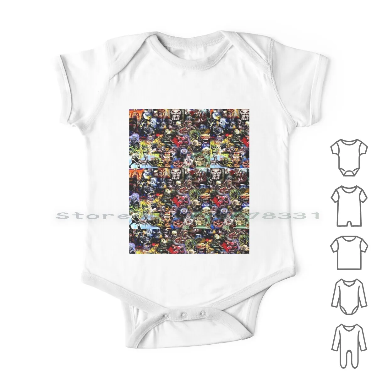 

Metal Rock Hair Music Pop Culture Collage Mosaic 1990's 80's Fan Art Gift Memorabilia Newborn Baby Clothes Rompers Cotton