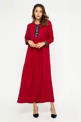Напрямую от производителя продажа yi duo цветок новый стиль мусульманское длинное платье Европа и Америка вышивка с длинными рукавами платье