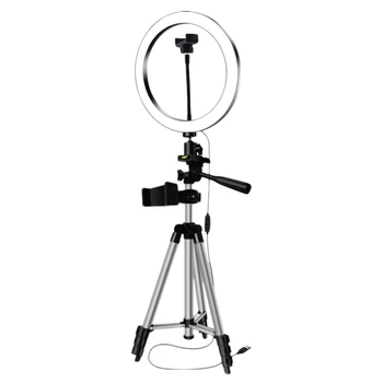 

LED Selfie Ring Light with Phone Holder Photography Dimmable Youtube Video Live Photo Studio Light USB Plug(26Cm)