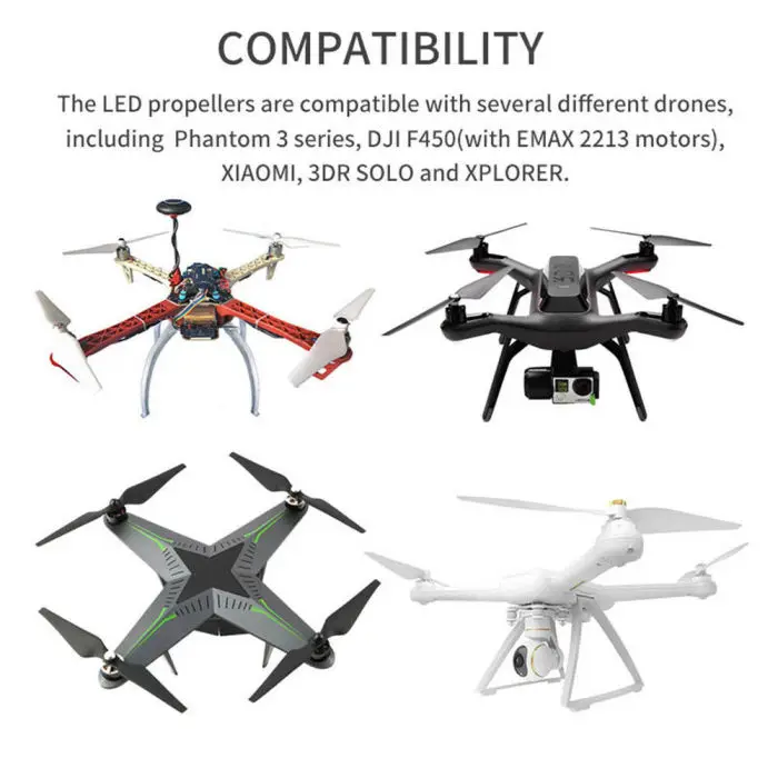 1 пара светодиодный Пропеллер для DJI Phantom 3 F450 Mi Drone 3DR SOLO LFX-ING