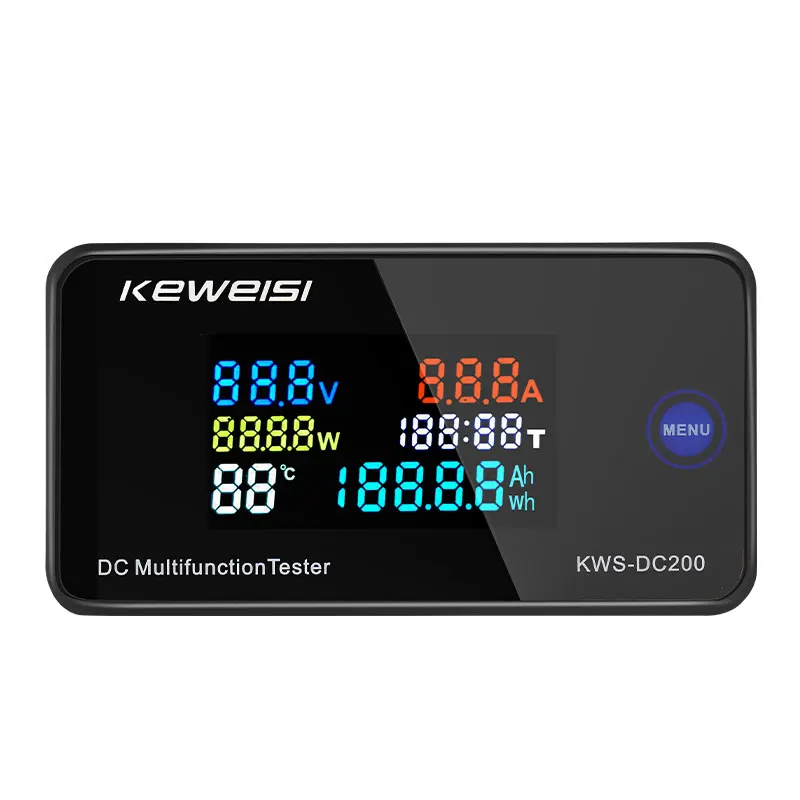 KWS-DC200 디지털 전압계 DC 0-200V 전압 7 가지 기능 전력 에너지 미터, LED 컬러 디스플레이 전력계, 0-10, 50, 100A 30%