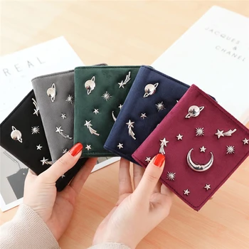 

Discount 2020 New Wallet Female Feel Soft Fashion Rivet Starry Wallet Folding Buckle Ultra-thin High Quality Ladies Short Wallet