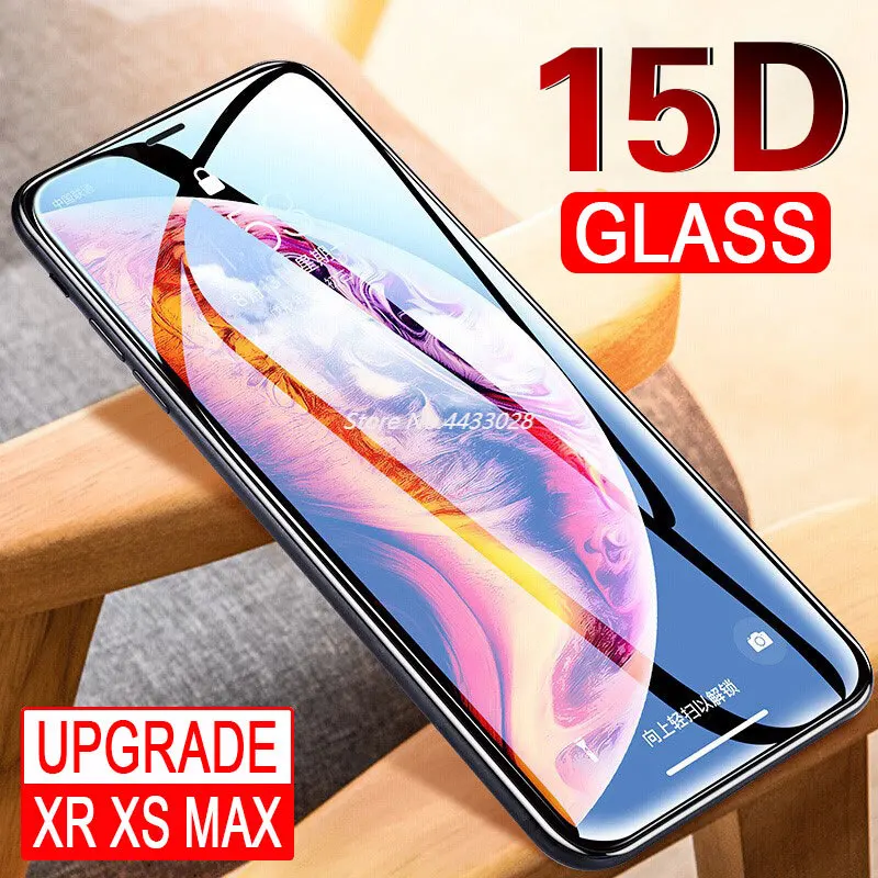 

15D Curved Edge Protective Glass on The for IPhone 8 X XS Max XR Tempered Screen Protector for IPhone 7 8 6 6S Plus X Glass Film