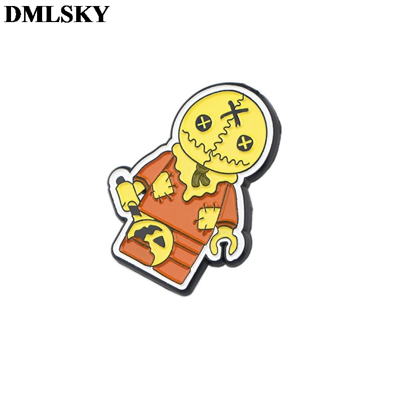DMLSKY Trick R Treat, брошь в виде ужаса, Мультяшные эмалированные булавки для рюкзаки для женщин и мужчин, булавки для личности, Детские булавки, очаровательные ювелирные изделия M3905
