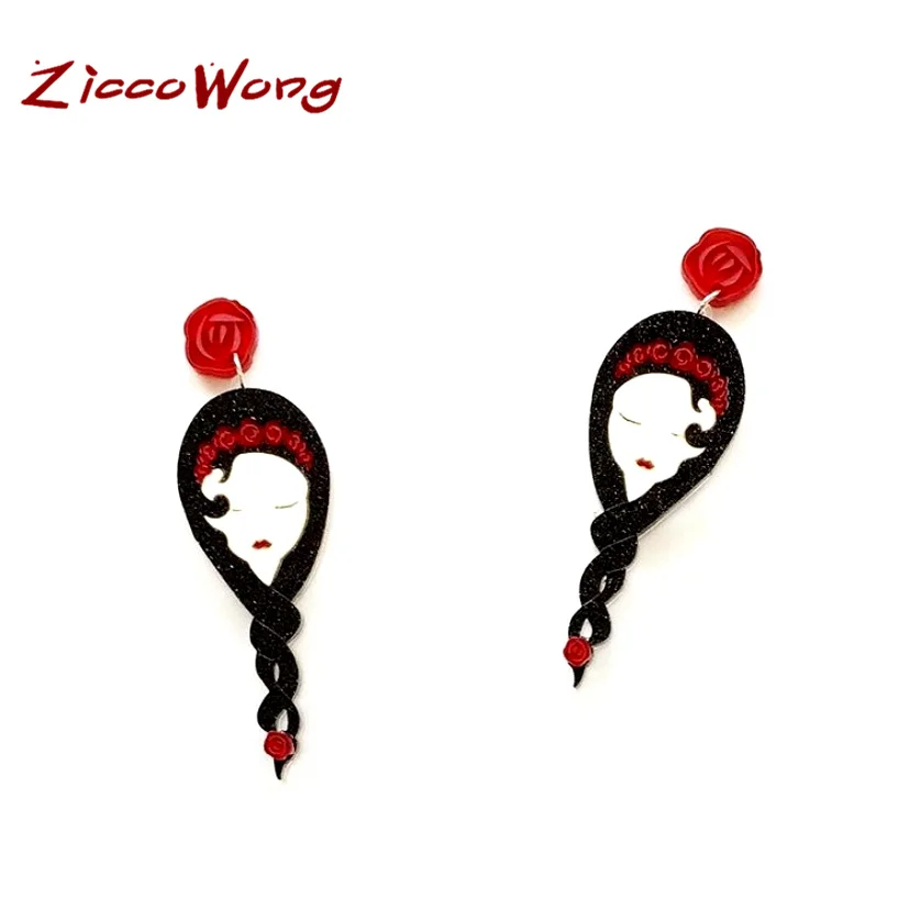 

ZiccoWong New Design Acrylic Girl Stud Earring For Women Resin Flower Sweet Girl Ear Stud Earrings Statement Jewelry Party Gift