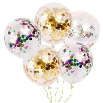 

12 inch confetti balloon round sequin transparent ball rose gold confetti latex balloon 1000 pcs