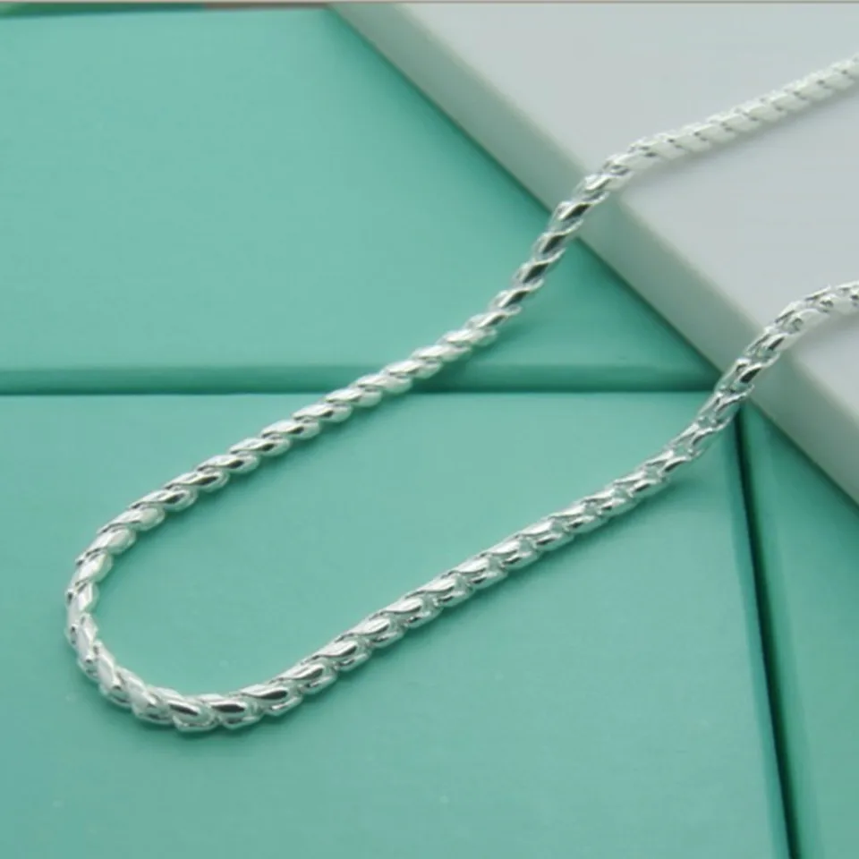 

Fashion 925 Silver Snake Necklace Men Women Necklace Wedding Engagement Jewelry Gift